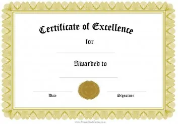 certificate of excellence