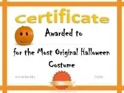 Most original Halloween costume certificate