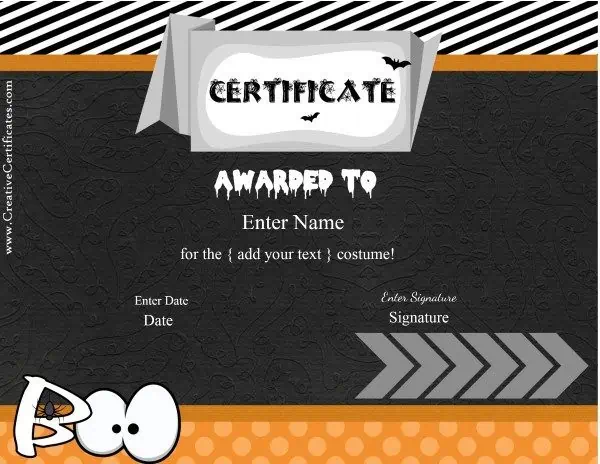 Halloween certificate