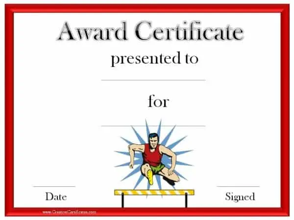 sports award certificate