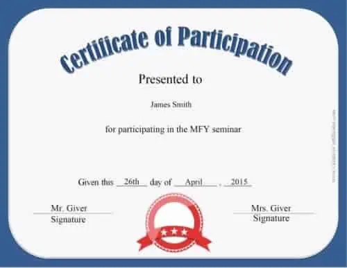 certificate of participation