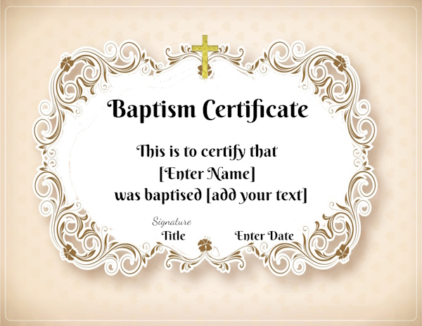 Certificate of Baptism