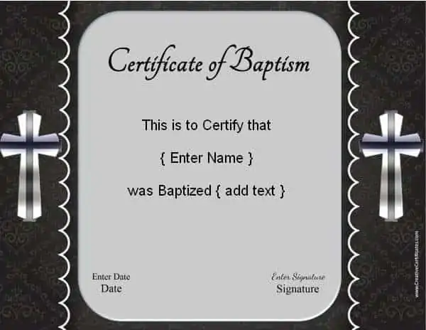 Baptism Certificate Template