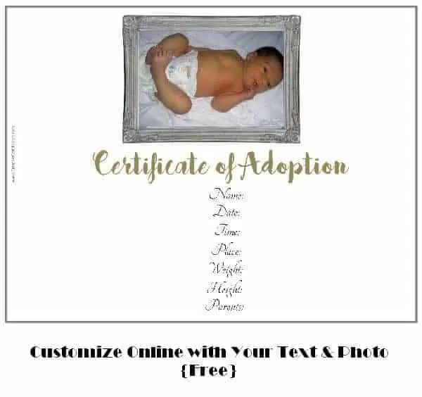 adoption certificate template