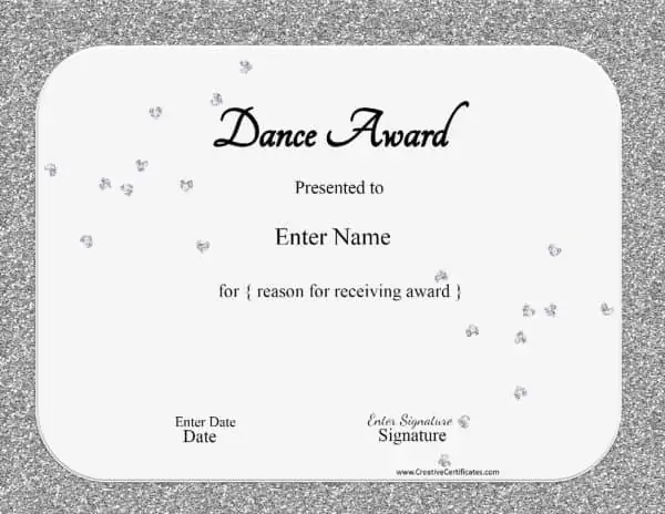 silver glitter ballet awards