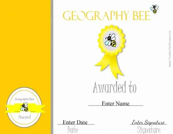 Geography Bee award