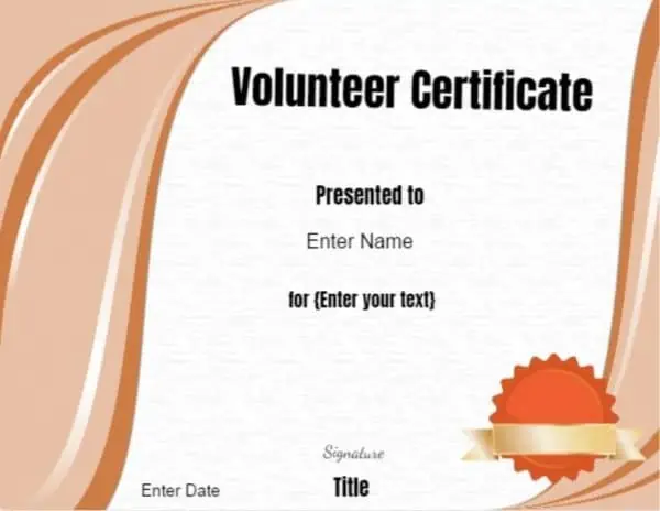 volunteer appreciation certificate