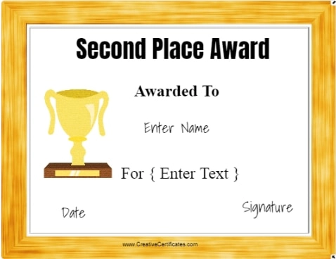 second place award