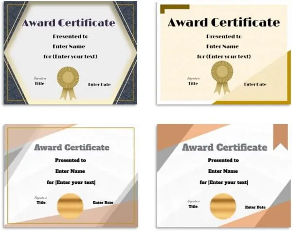 award certificate templates