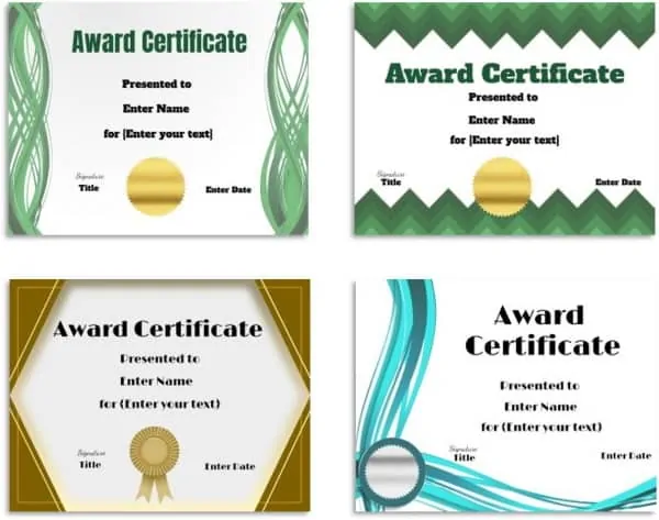 award certificates