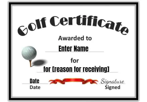 Golf Certificate