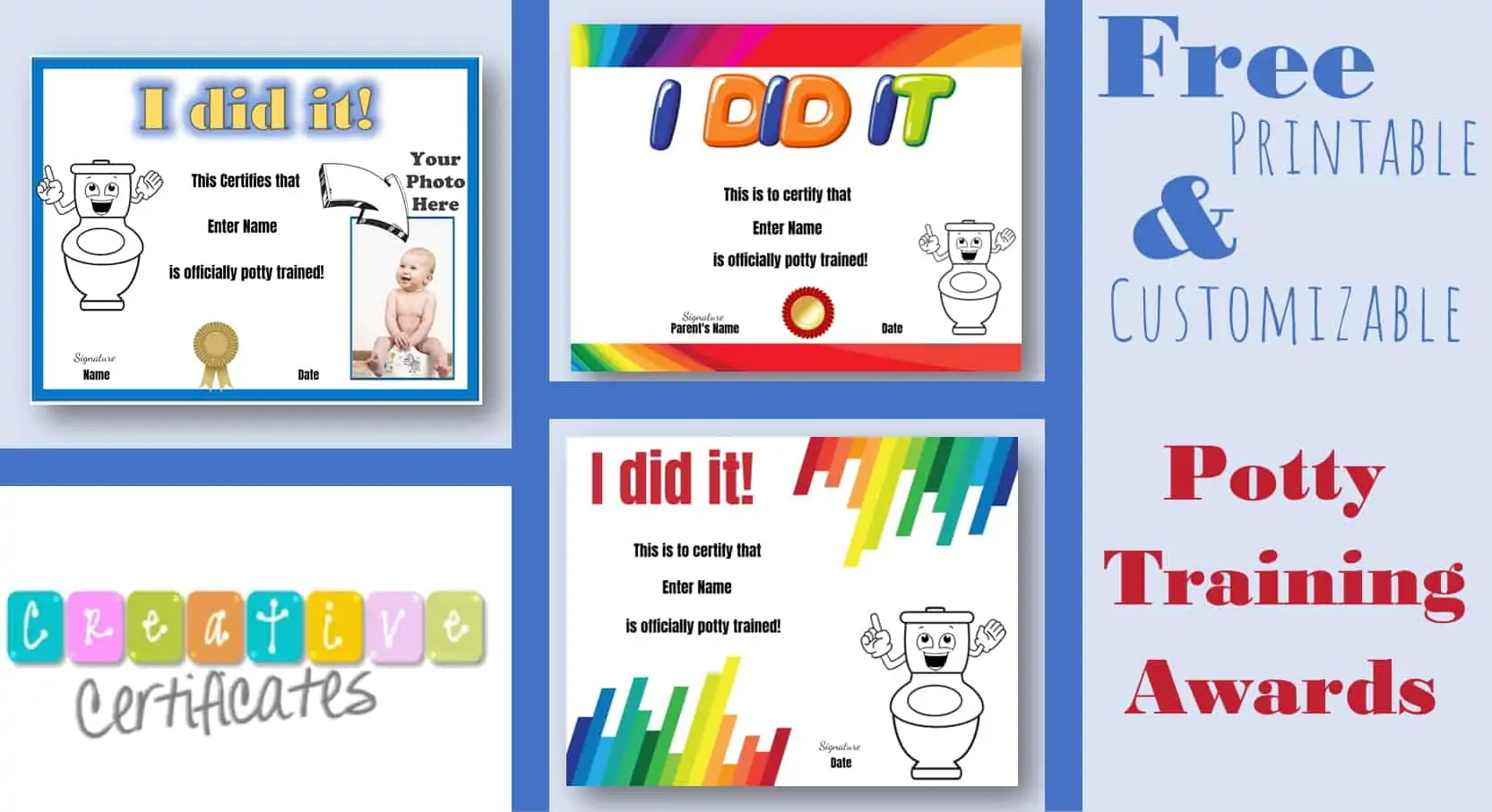 Potty Training Award Certificates