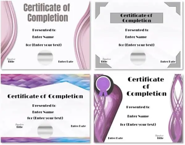 Certificate of completion