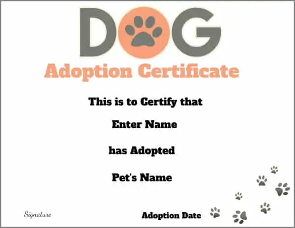 Dog Birth Certificate