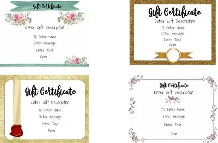 gift certificates